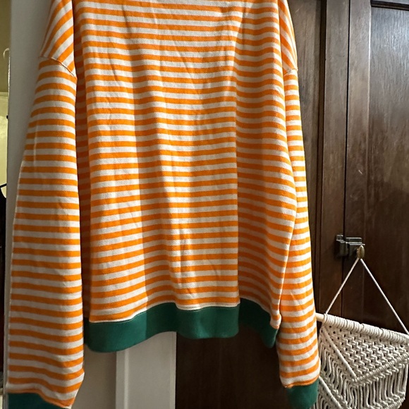 NWOT free people Large striped crewneck orange and green- never worn - Picture 4 of 5